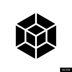 Aufkleber - 4d cube, tesseract, four dimensional cube vector icon in glyph style design for website, app, ui, is