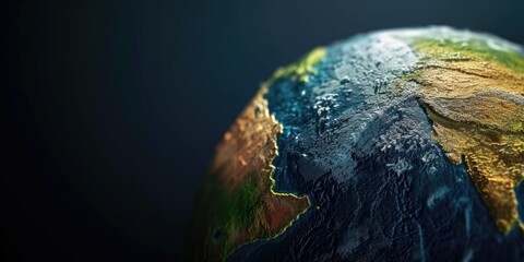 Poster - Close up view of the Earth against a dark background. Suitable for various applications
