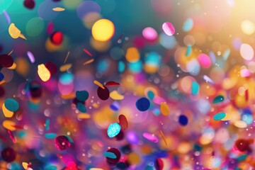 Wall Mural - Colorful confetti falling from the sky, creating a festive atmosphere. Perfect for adding a touch of joy and excitement to any occasion