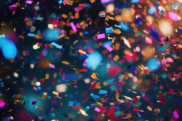 Poster - Colorful confetti falling from the sky, creating a festive atmosphere. Perfect for party invitations, event promotions, and joyful occasions