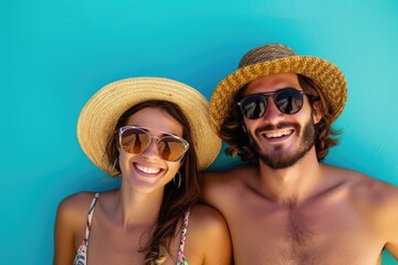 Aufkleber - A man and a woman are posing for a picture. This image can be used for various purposes