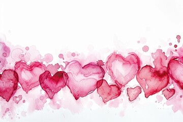 Aufkleber - A watercolor painting featuring pink hearts on a white background. Perfect for Valentine's Day cards, wedding invitations, and love-themed designs