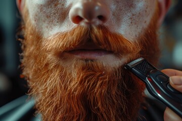 Aufkleber - A close-up view of a person with a beard. This image can be used for various purposes