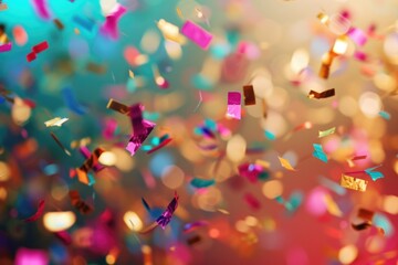 Poster - Colorful confetti falling from the sky, perfect for festive occasions and celebrations