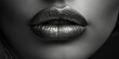 Close-up black and white photo of a woman's lips. Can be used in beauty, fashion, or cosmetic-themed projects