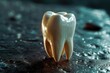 A single tooth lying on the ground. Can be used to illustrate dental health, tooth loss, or children losing their baby teeth