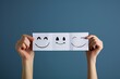 Positive Psychology Emoji radiant emoticon Smiley, Icon Illustration bright. Smiling cartoon answer. Big grin considerate happy smile. happy face emoticon stress management