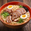 Bowl of Ramen With Meat, Eggs and Vegetables