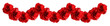 Red carnation flowers in a floral garland isolated on white or transparent background