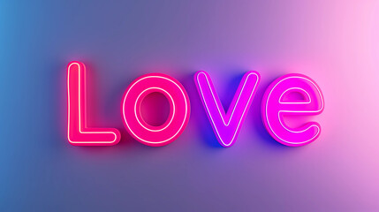 Wall Mural - Love Colorful Neon Sign. Banner illustration for Valentine's Day.