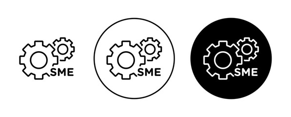 Wall Mural - SME Icon Set. Small Enterprise Expert Vector Symbol in a black filled and outlined style. Subject Matter Business Growth Sign.
