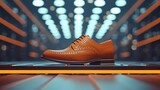 Fototapeta Uliczki - Designer shoe mockup on a runway background 