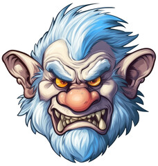  Troll portrait cartoon style character. Isolated sticker