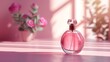 Elegant perfume bottle mockup on a blush background 