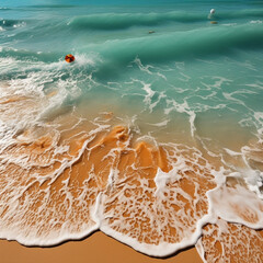 shore beach background with sea waves and sand 