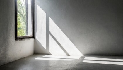 Sticker - shadow on white concrete wall in the room from window with morning light