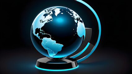 3d globe for international properties icon clipart isolated on a black background. earth globe on black