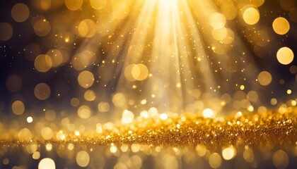 Poster - soft golden glitter sparkles rays lights bokeh festive elegant abstract background