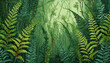 Ferns and horsetails in the woods. Illustration