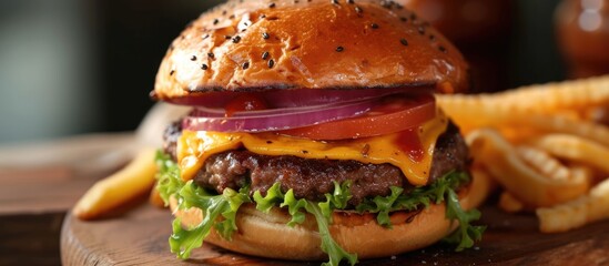 Wall Mural - Open-faced cheeseburger