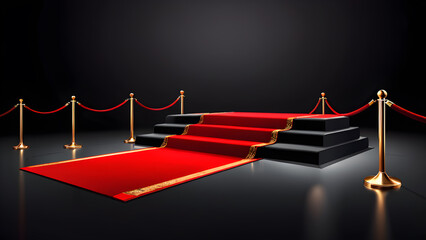 red carpet on a black background. 3d red carpet isolated on a black background