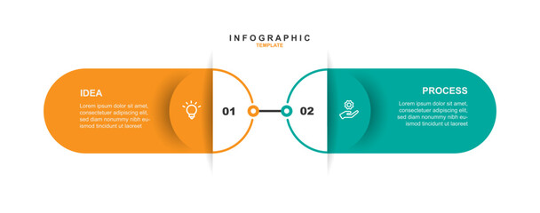 design template infographic vector element with 2 step process or option suitable for web presentati