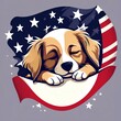 flag logo of cute dog  sleeping  logo cartoon clipart