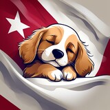Fototapeta  - flag logo of cute dog  sleeping  logo cartoon clipart