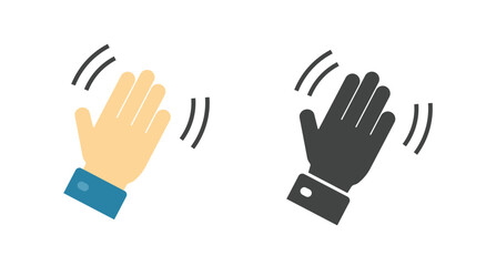 Poster - Waving hello hand icon simple pictogram flat graphic illustration set, palm motion sensor detector sign, hi bye emoticon symbol image clipart