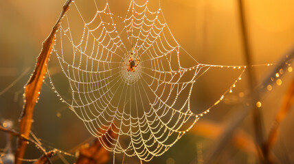 Spider web in sunlight.