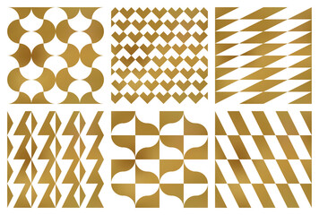 Wall Mural - Vector seamless patterns set of different golden fashionable abstract ornaments. Modern patterned tiles design. Samples of trending print on textile.