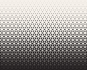 Fototapete - Hexagon Vector Abstract Geometric Technology Background. Halftone Hex Retro Simple Pattern. Minimal Style Dynamic Tech Wallpaper