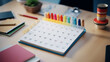 © oldwar - Reminder appointment calendar for organizer agenda time table and event planner organize and schedule activity. Man pointing on calendar or schedule to marking color paper note target date appointing