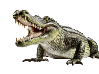 Crocodile with Open Maw, isolated on a transparent or white background