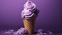 Sweet Sophistication A Purple Ice Cream Cone Captivates With A Touch Of Refined Indulgence