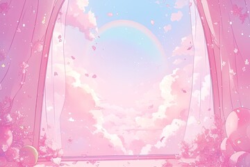 Wall Mural - Pastel Pink Color Anime Background