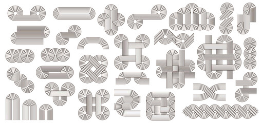 Aufkleber - geometric zen arch stroke line patterns, figures and shapes isolated vector set. intricate ornaments