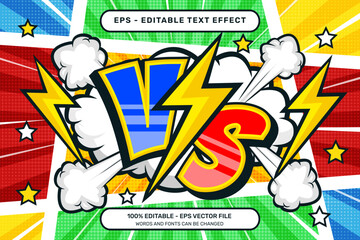 Poster - versus 3d text effect and editable text effect with comic retro style design