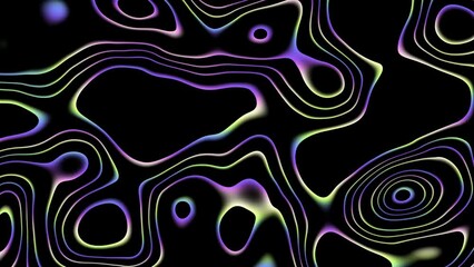 Poster - Distorted neon glowing lines abstract background on black background. 4k loop