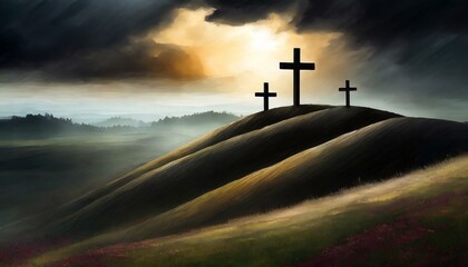 Wall Mural - The Three Crosses Of Good Friday. 