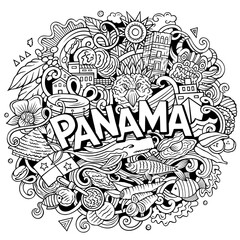 Wall Mural - Panama cartoon doodle illustration. Funny local design.