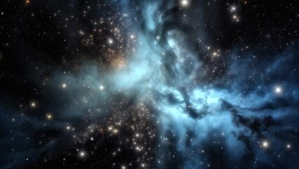 Wall Mural - A blue cosmic nebula consisting of stars and cosmic dust.