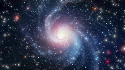 Wall Mural - A vibrant footage showcasing the beauty of a spiral galaxy surrounded by stars in the cosmos.