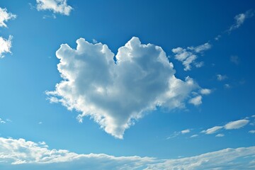 Wall Mural - the heart-shaped clouds in the blue sky filled the atmosphere with romance and love, creating a beau