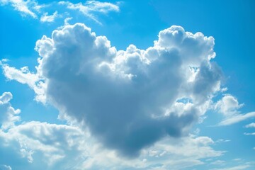 Wall Mural - the heart-shaped clouds in the blue sky filled the atmosphere with romance and love, creating a beau
