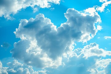 Wall Mural - the heart-shaped clouds in the blue sky filled the atmosphere with romance and love, creating a beau