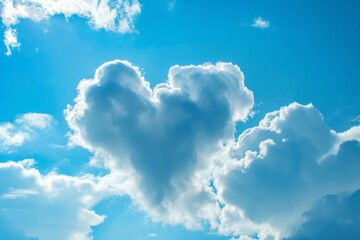 Wall Mural - the heart-shaped cloud floating gracefully in the blue sky is a symbol of romance and love, creating