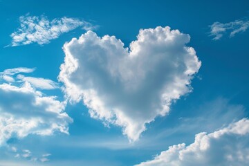 Wall Mural - the heart-shaped cloud floating gracefully in the blue sky is a symbol of romance and love, creating