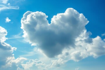 Wall Mural - the heart-shaped cloud floating gracefully in the blue sky is a symbol of romance and love, creating