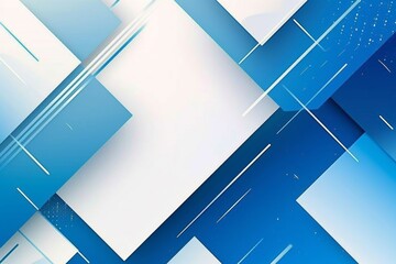Poster - Add a modern touch to your designs with this abstract blue and white geometric shapes background, perfect for business presentations, tech banners, and futuristic web elements.